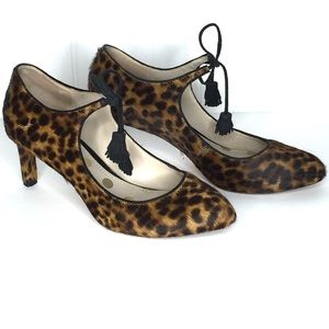 BODEN Calf Hair Leopard Print Mary Jane Heels 10.5